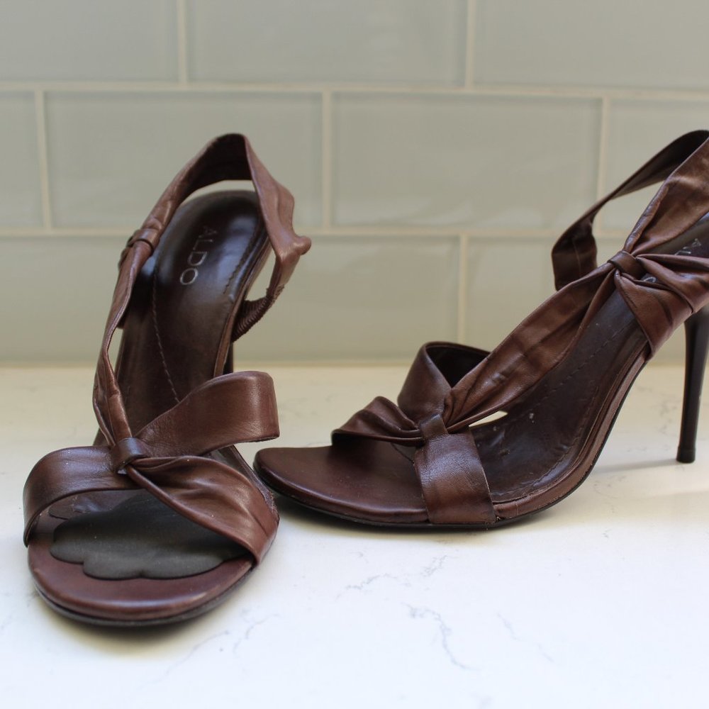 aldo brown leather heels